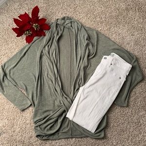 Green Twist faux wrap Sweater